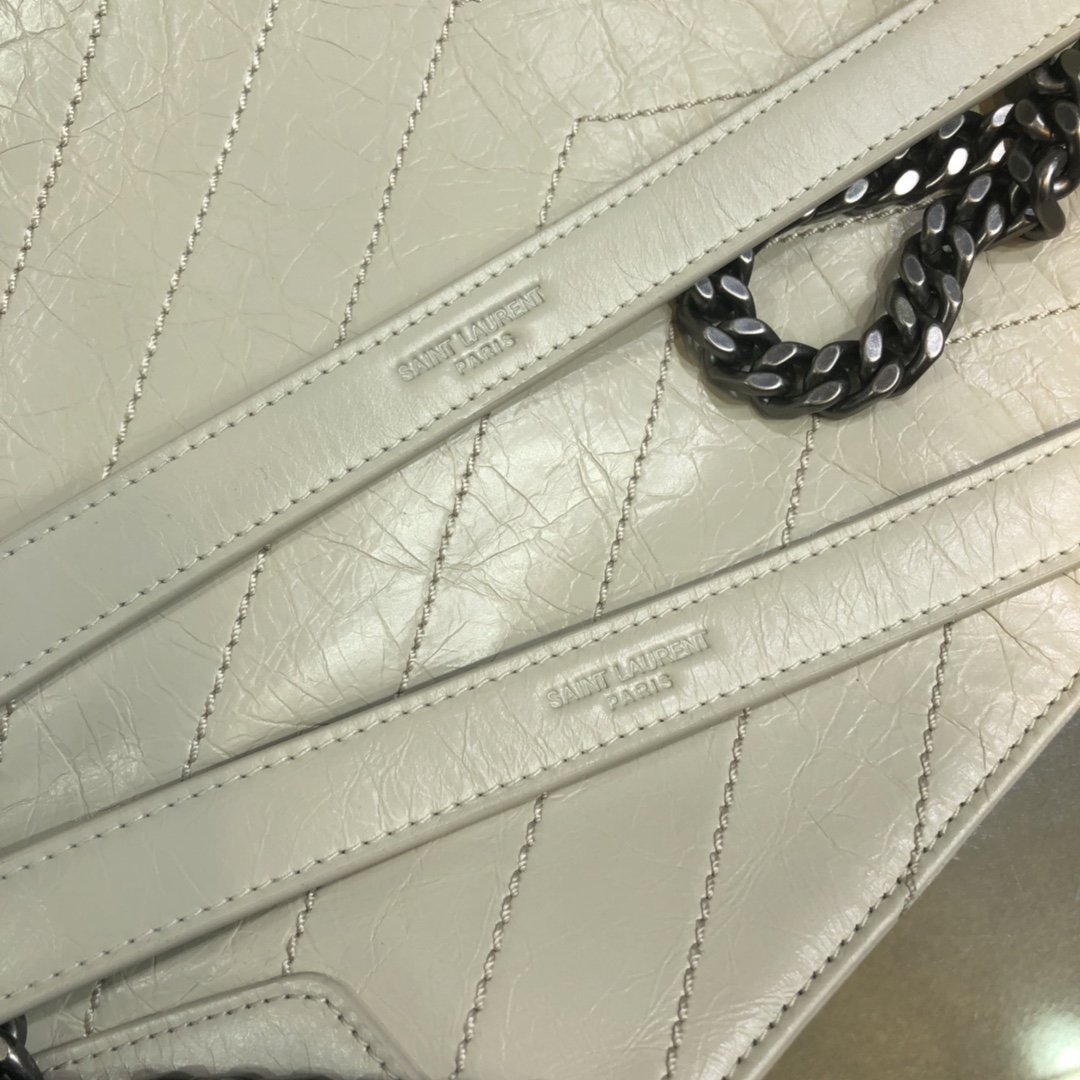 Saint Laurent Niki Shopping Vintage Calfskin Handbag Shoulder Bag White 577999